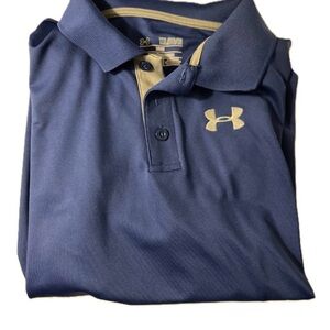 Under Armour Kids Navy Polo with Gold Logo